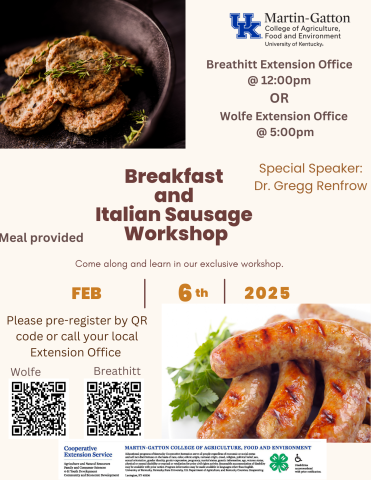 flyer for breakfast and Italian sausage